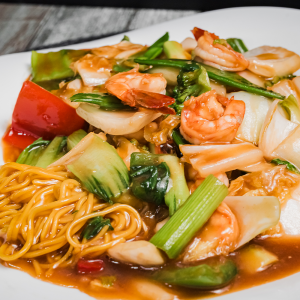 Tallarín de langostinos