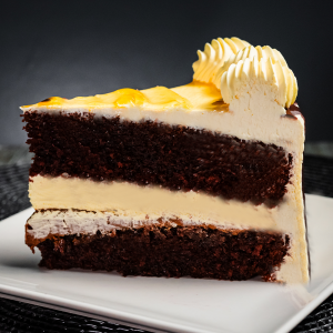 Tarta de chocomaracuya (porción)